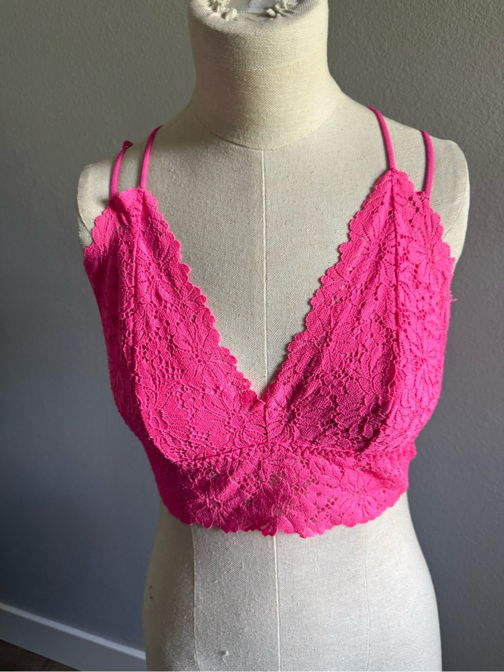 PINK Victoria's Secret Neon Pink Lace Bralette